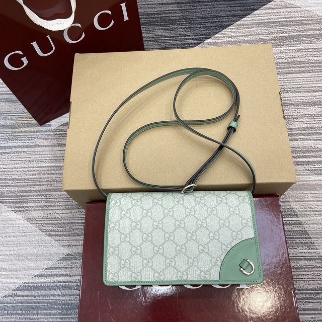 GG original canvas emblem wallet with strap 820688