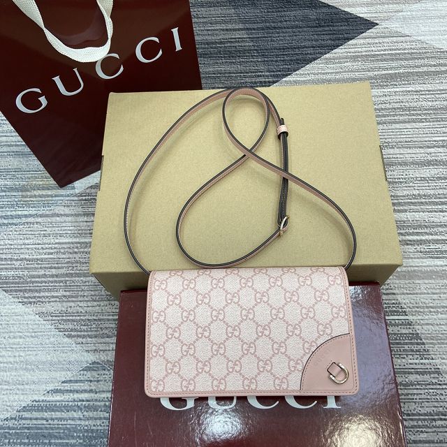 GG original canvas emblem wallet with strap 820688