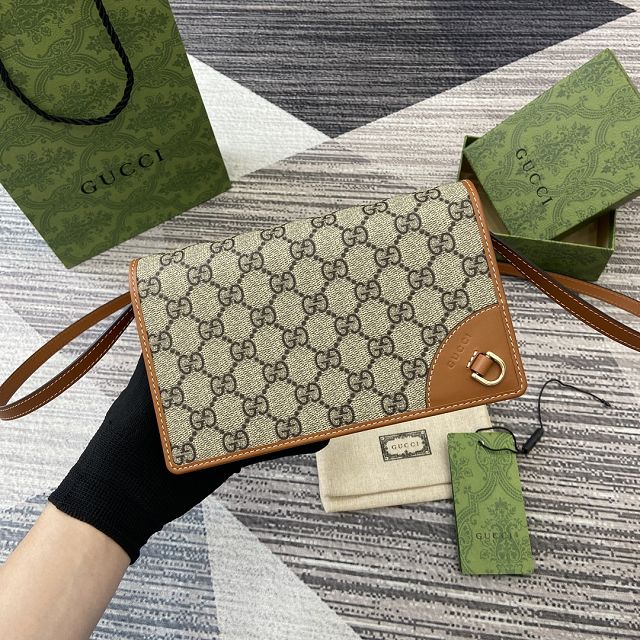 GG original canvas emblem wallet with strap 820688
