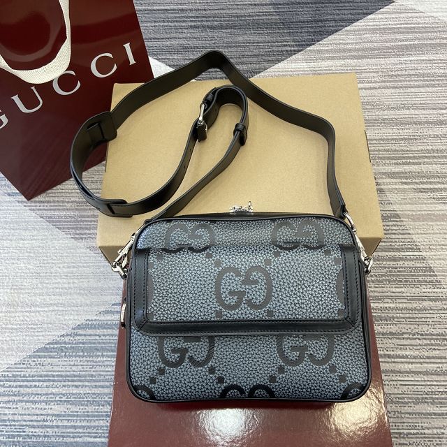 GG original canvas large crossbody bag 821616 black&grey