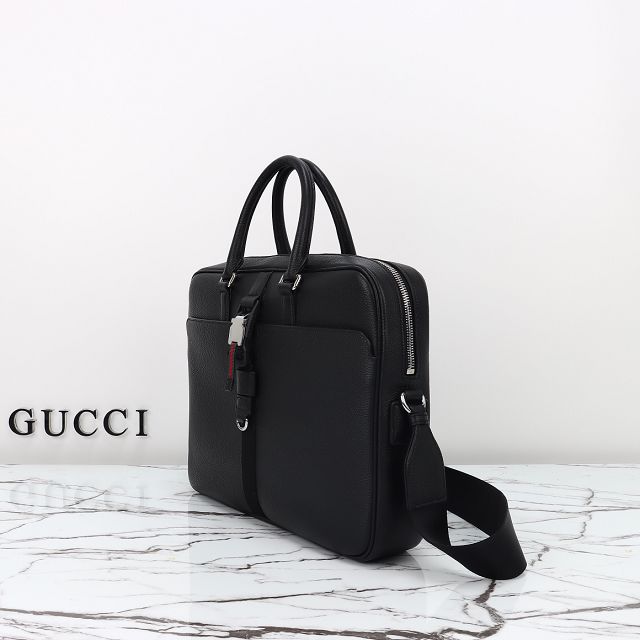 GG original calfskin medium briefcase with web 816757 black