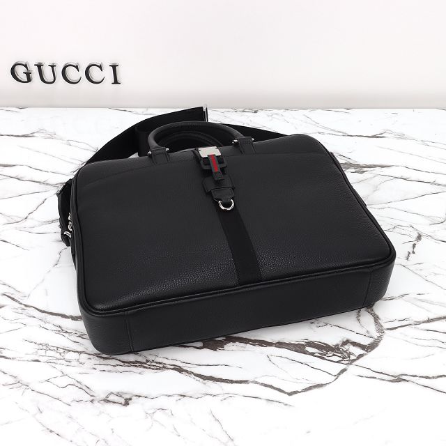 GG original calfskin medium briefcase with web 816757 black
