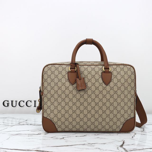 GG original canvas emblem medium briefcase 821149 brown