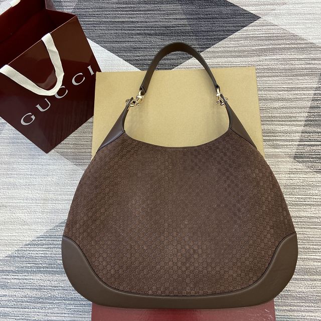 GG original suede B large shoulder bag 815924 dark brown