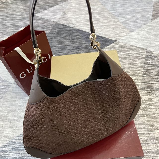 GG original suede B large shoulder bag 815924 dark brown