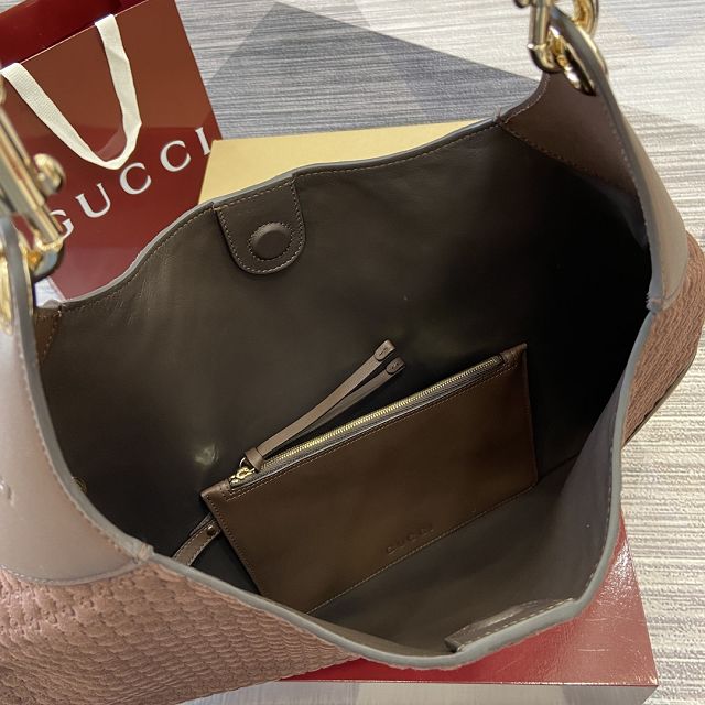 GG original suede B large shoulder bag 815924 dark brown