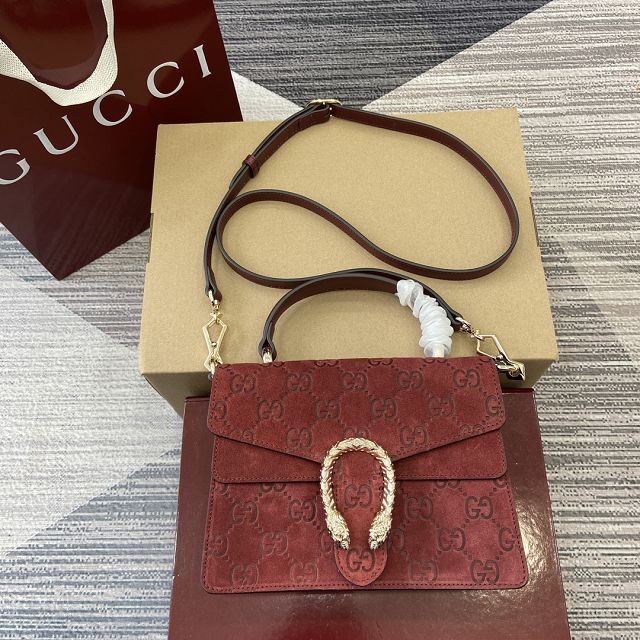 GG original suede dionysus mini top handle bag 813400 red