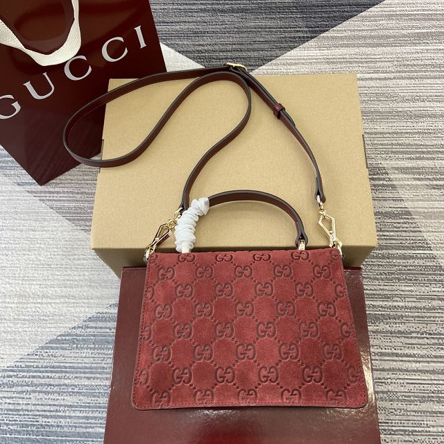 GG original suede dionysus mini top handle bag 813400 red