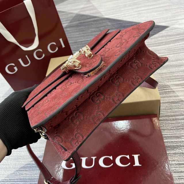 GG original suede dionysus mini top handle bag 813400 red
