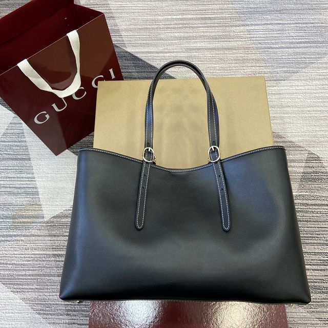 GG original calfskin emblem medium tote bag 815213 black