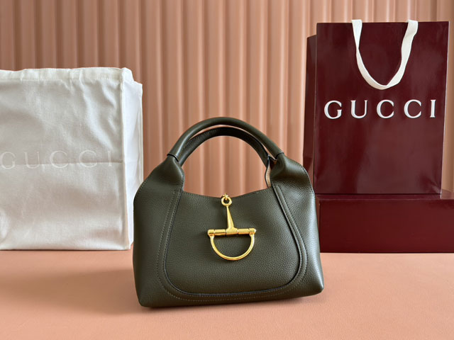 GG original calfskin softbit medium top handle bag 837467 green