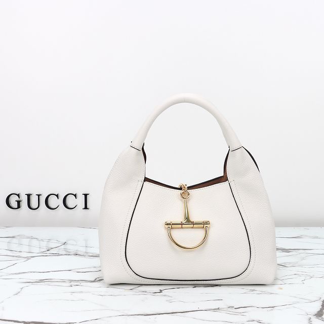 GG original calfskin softbit medium top handle bag 837467 white