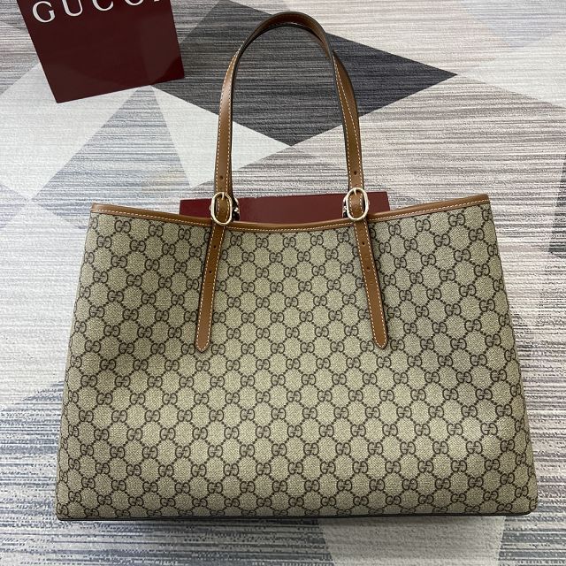GG original canvas emblem maxi tote bag 815212 brown