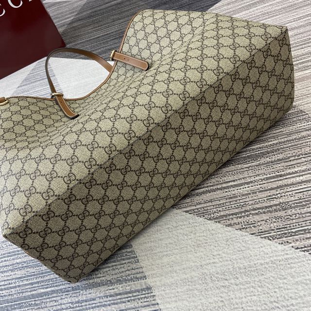 GG original canvas emblem maxi tote bag 815212 brown