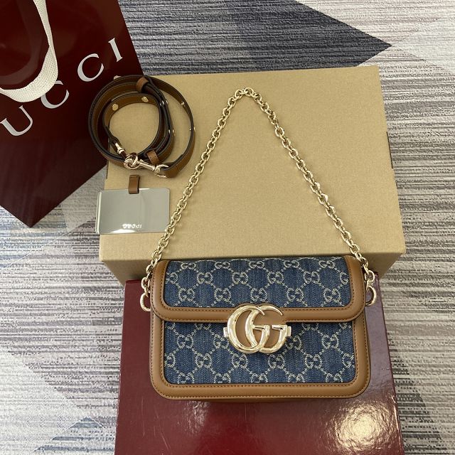 GG original denim go small shoulder bag 826761 blue