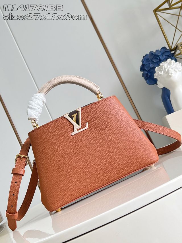 Louis vuitton original calfskin capucines BB handbag M21103 brown