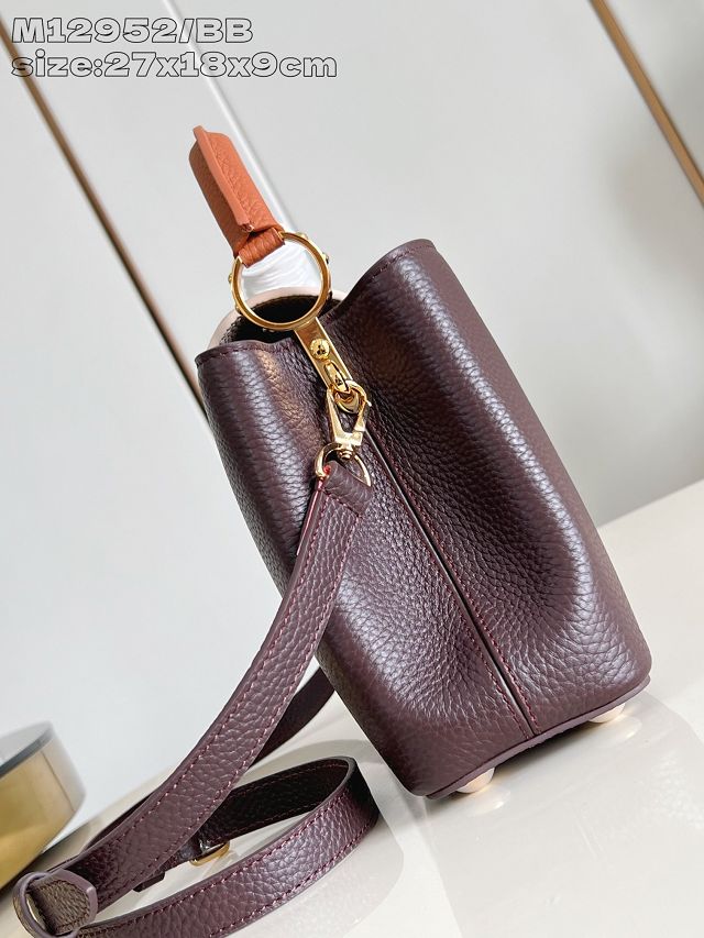 Louis vuitton original calfskin capucines BB handbag M21103 burgundy