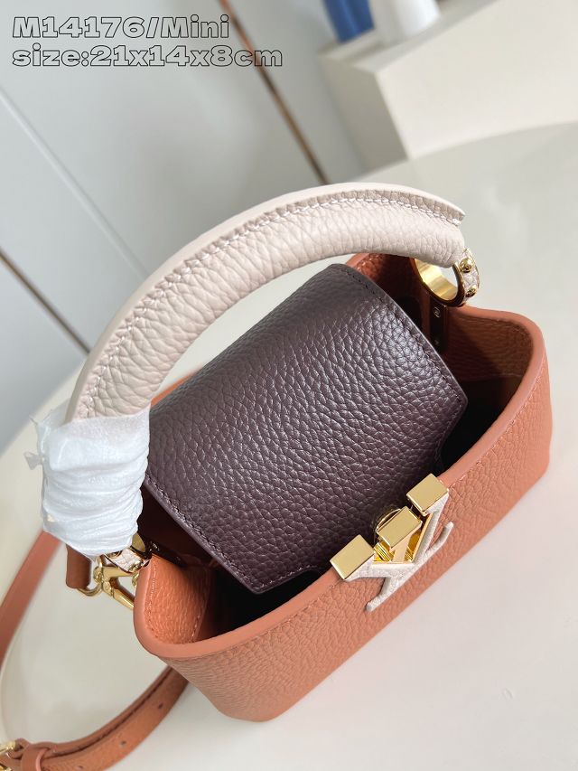 Louis vuitton original calfskin capucines mini handbag M22606 brown