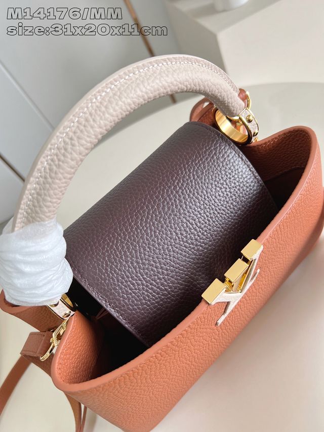 Louis vuitton original calfskin capucines mm handbag M20704 brown