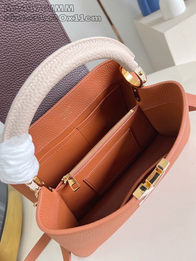 Louis vuitton original calfskin capucines mm handbag M20704 brown