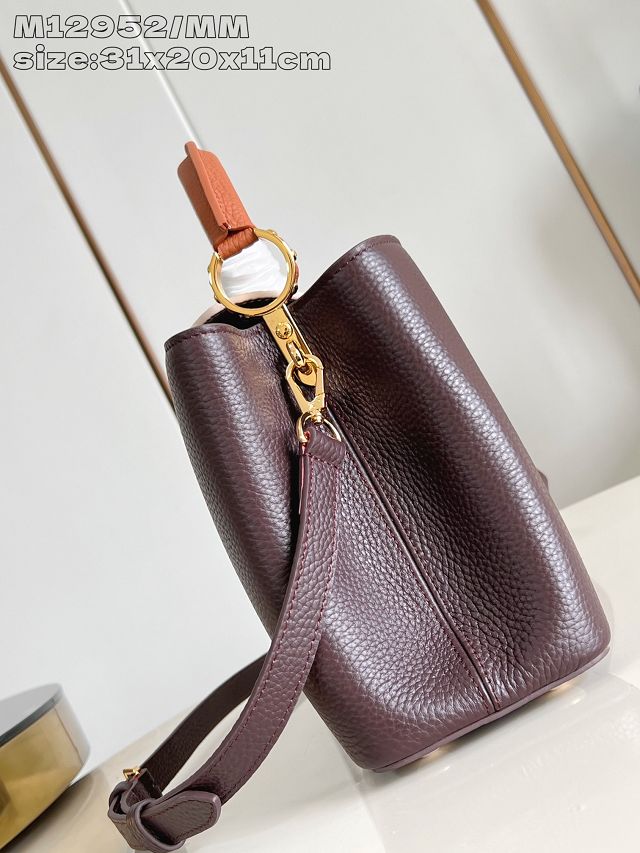 Louis vuitton original calfskin capucines mm handbag M20704 burgundy
