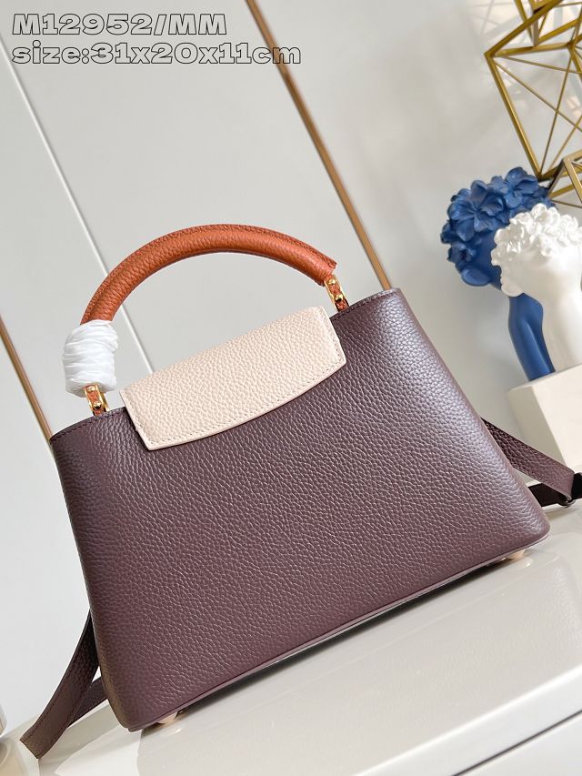 Louis vuitton original calfskin capucines mm handbag M20704 burgundy