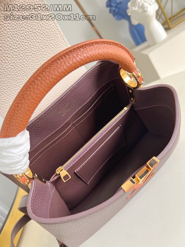 Louis vuitton original calfskin capucines mm handbag M20704 burgundy