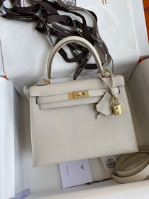 Hermes original epsom leather kelly 25 bag K25-1 craie