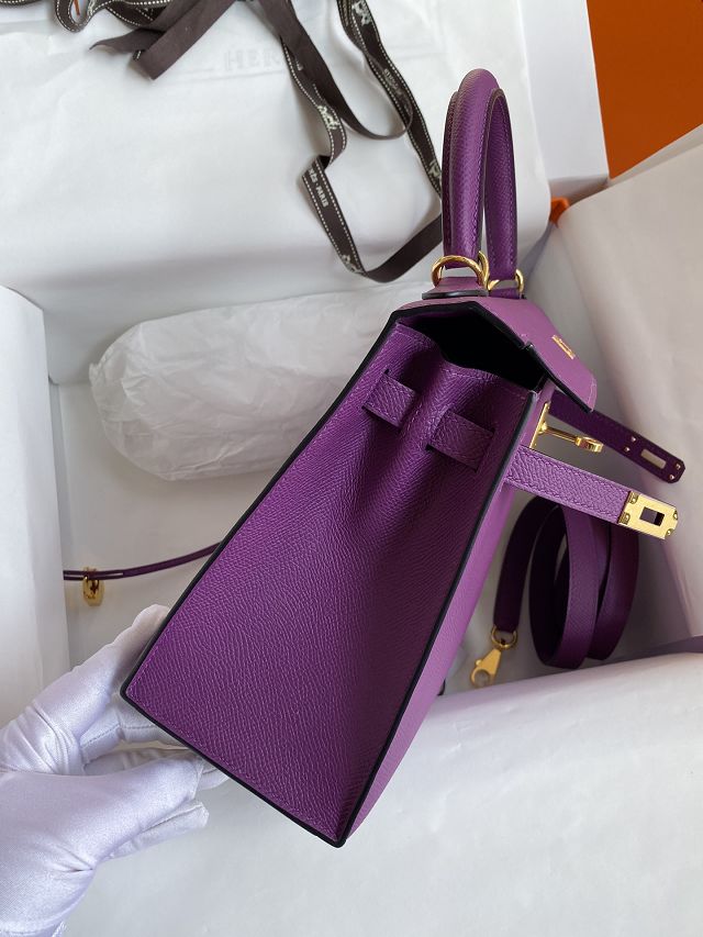 Hermes original epsom leather kelly 25 bag K25-1 anemone
