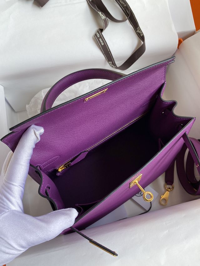 Hermes original epsom leather kelly 25 bag K25-1 anemone