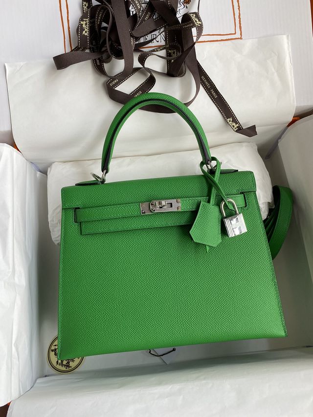 Hermes original epsom leather kelly 32 bag K32-1 bamboo