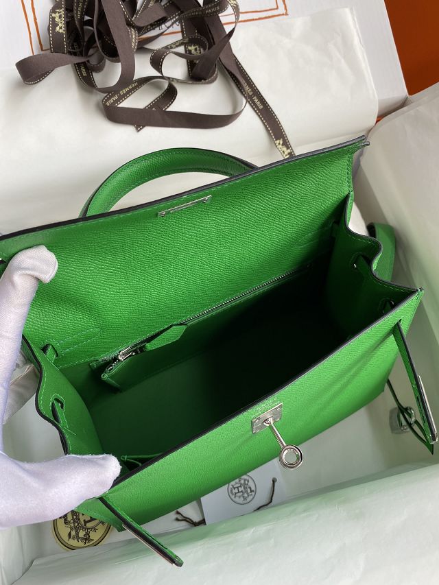 Hermes original epsom leather kelly 32 bag K32-1 bamboo