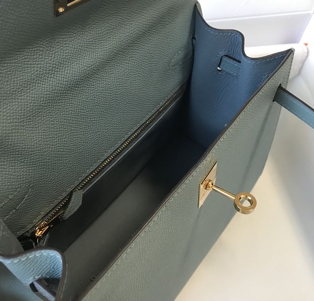 Hermes original epsom leather kelly 32 bag K32-1 ciel