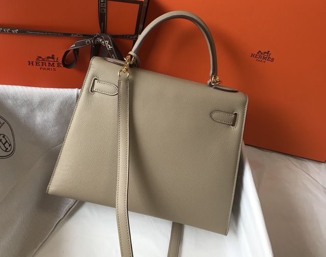 Hermes original epsom leather kelly 25 bag K25-1 grey tourterelle	