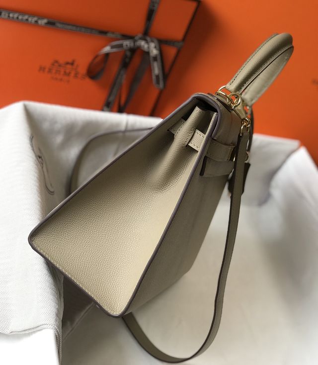 Hermes original epsom leather kelly 25 bag K25-1 grey tourterelle	