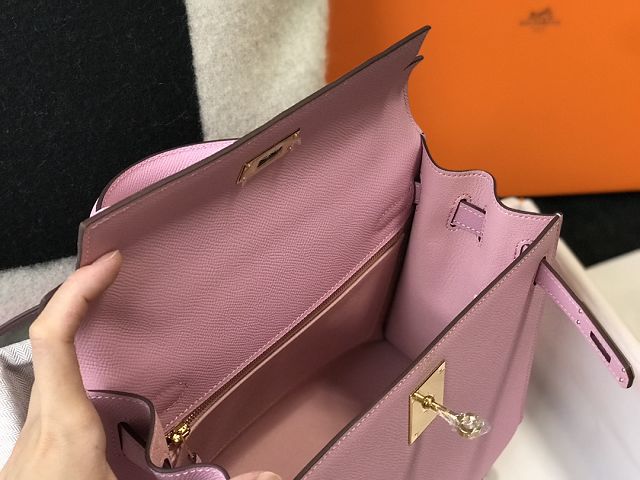 Hermes original epsom leather kelly 25 bag K25-1 mauve sylvestre