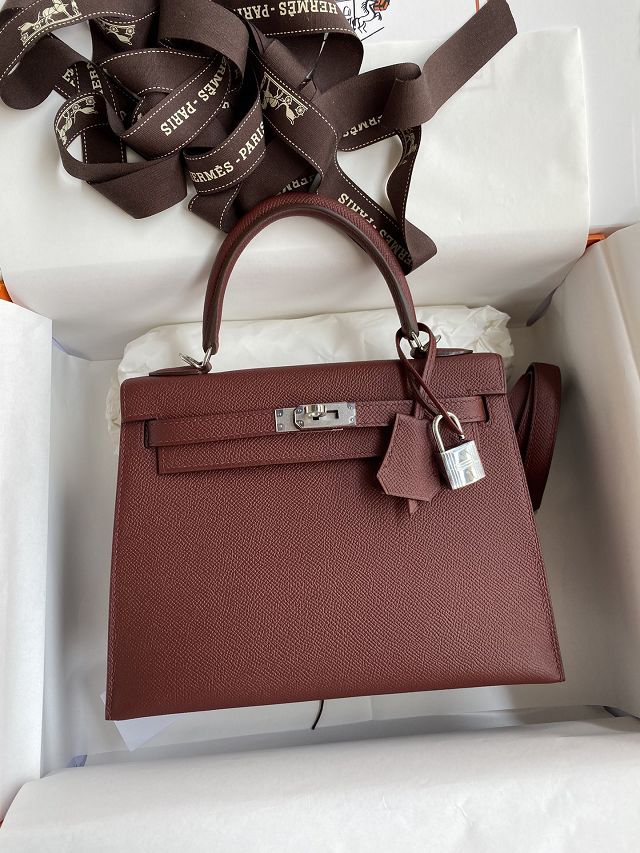 Hermes original epsom leather kelly 32 bag K32-1 rouge H