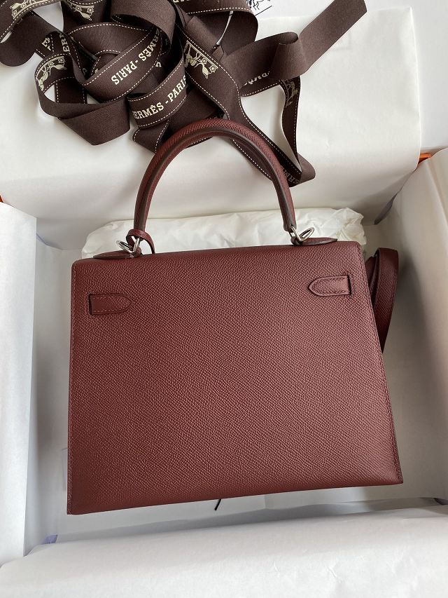 Hermes original epsom leather kelly 32 bag K32-1 rouge H