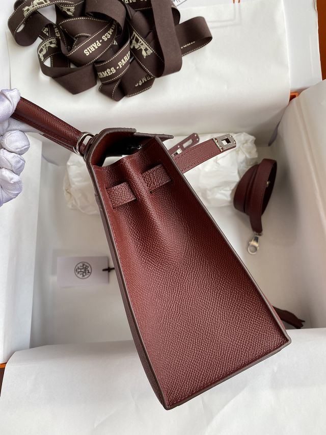 Hermes original epsom leather kelly 32 bag K32-1 rouge H