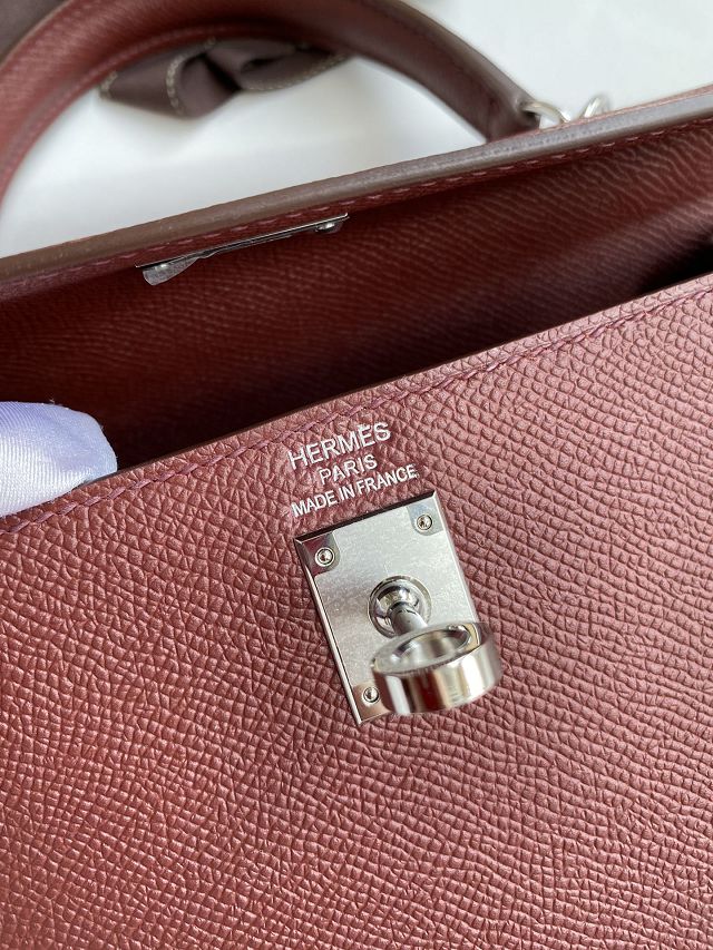 Hermes original epsom leather kelly 32 bag K32-1 rouge H