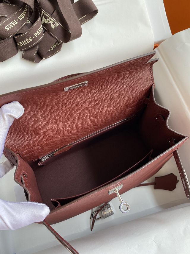 Hermes original epsom leather kelly 32 bag K32-1 rouge H