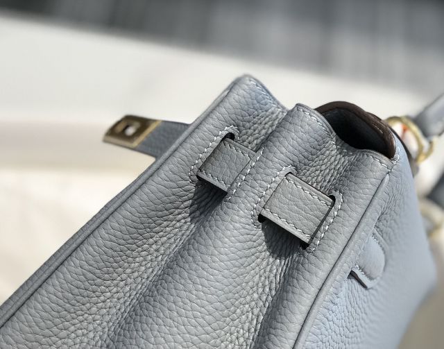 Hermes original togo leather kelly 32 bag K32-1 blue lin