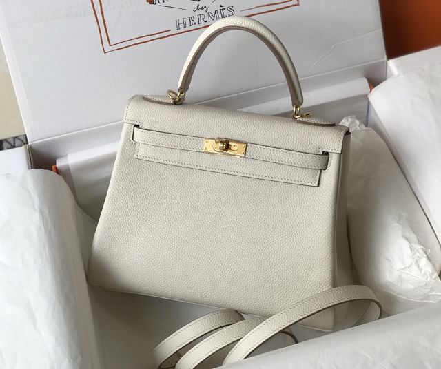 Hermes original togo leather kelly 25 bag K25 craie
