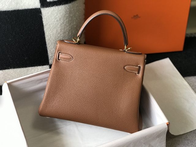 Hermes original togo leather kelly 32 bag K32-1 gold brown