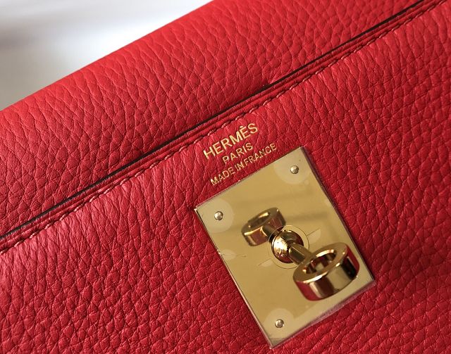 Hermes original togo leather kelly 32 bag K32-1 rouge casaque