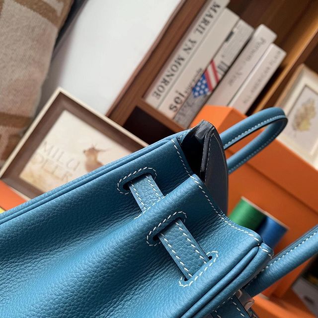 Hermes original togo leather birkin 25 bag H25-1 blue jean
