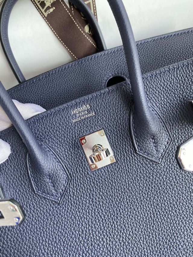 Hermes original togo leather birkin 30 bag H30-1 blue nuit
