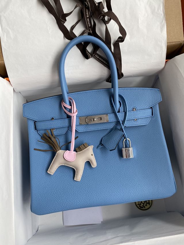 Hermes original togo leather birkin 25 bag H25-1 blue paradise
