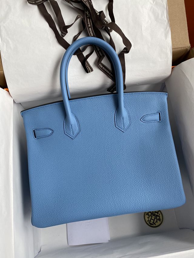Hermes original togo leather birkin 25 bag H25-1 blue paradise