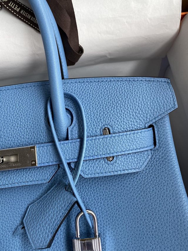 Hermes original togo leather birkin 25 bag H25-1 blue paradise
